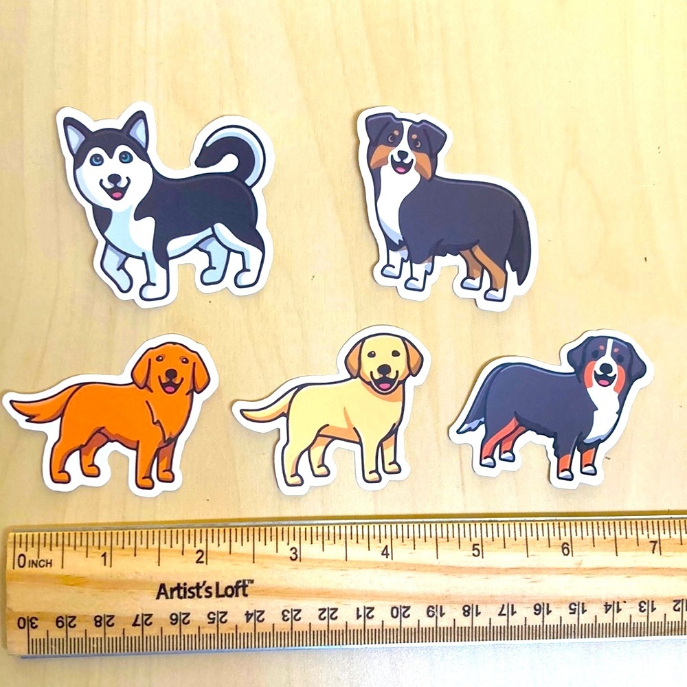 10/$10 or $1 BUNDLE: 5 WATERPROOF Family Dog Stickers 🐕